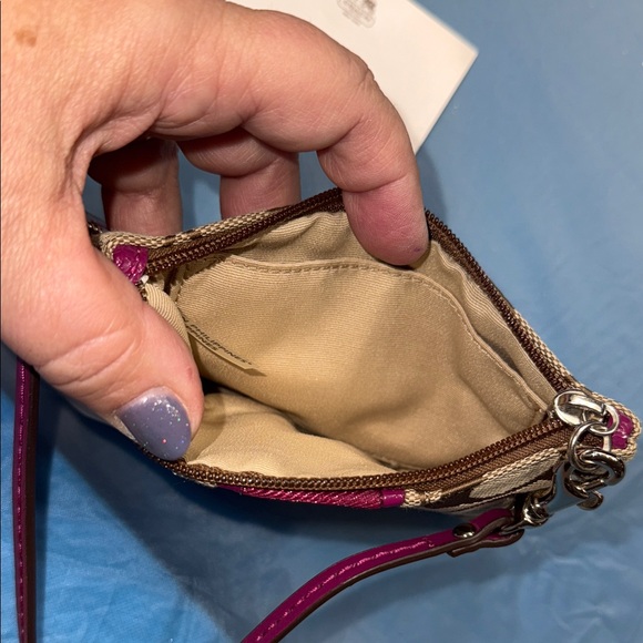 Coach Tan and Burgundy Wristlet - Picture 6 of 6